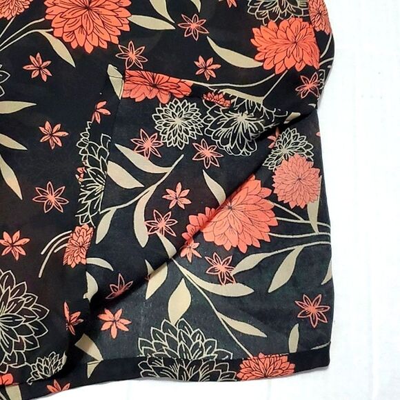 Studio C Vintage Black & Orange Floral Long Sleeve Button Down Casual Top 18/20 - Picture 9 of 11